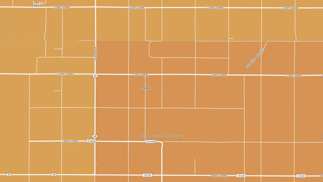 Nyman, IA Map of Vandalism Rates