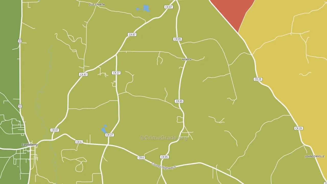 Nymph, AL Map of Vandalism Rates