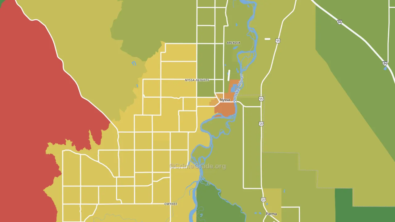 Nyssa, OR Map of Vandalism Rates