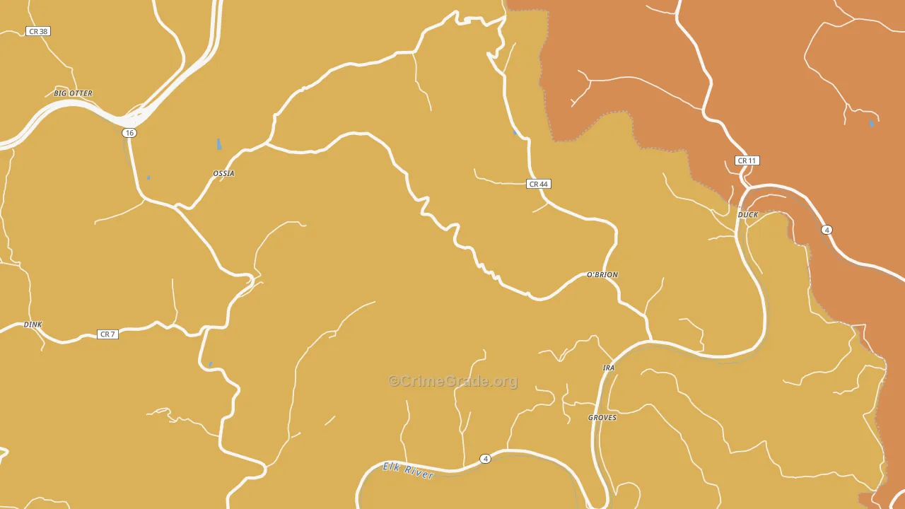 O'Brion, WV Map of Vandalism Rates
