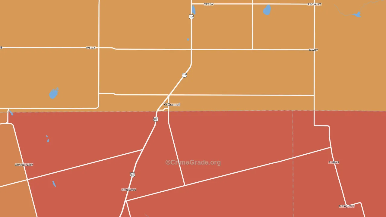 O'Donnell, TX Map of Vandalism Rates
