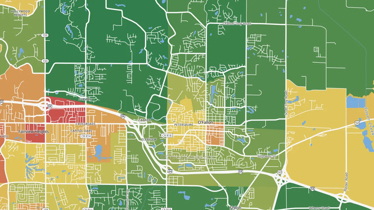 O'Fallon, IL Map of Vandalism Rates