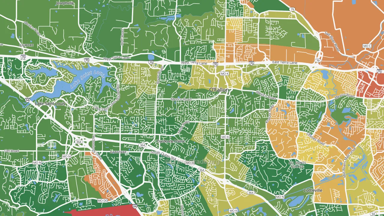O'fallon, MO Map of Vandalism Rates