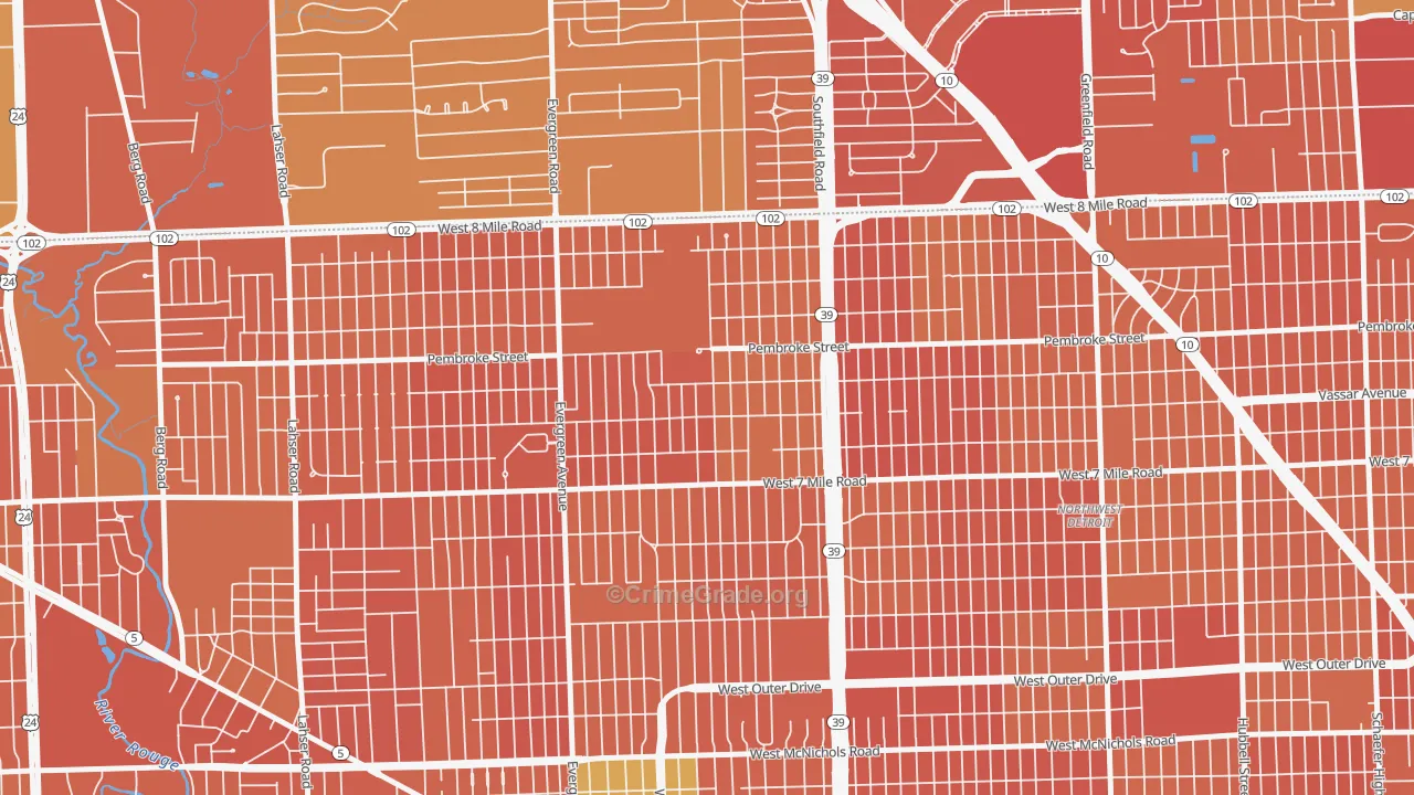 O Hair Park, Detroit, MI Map of Vandalism Rates