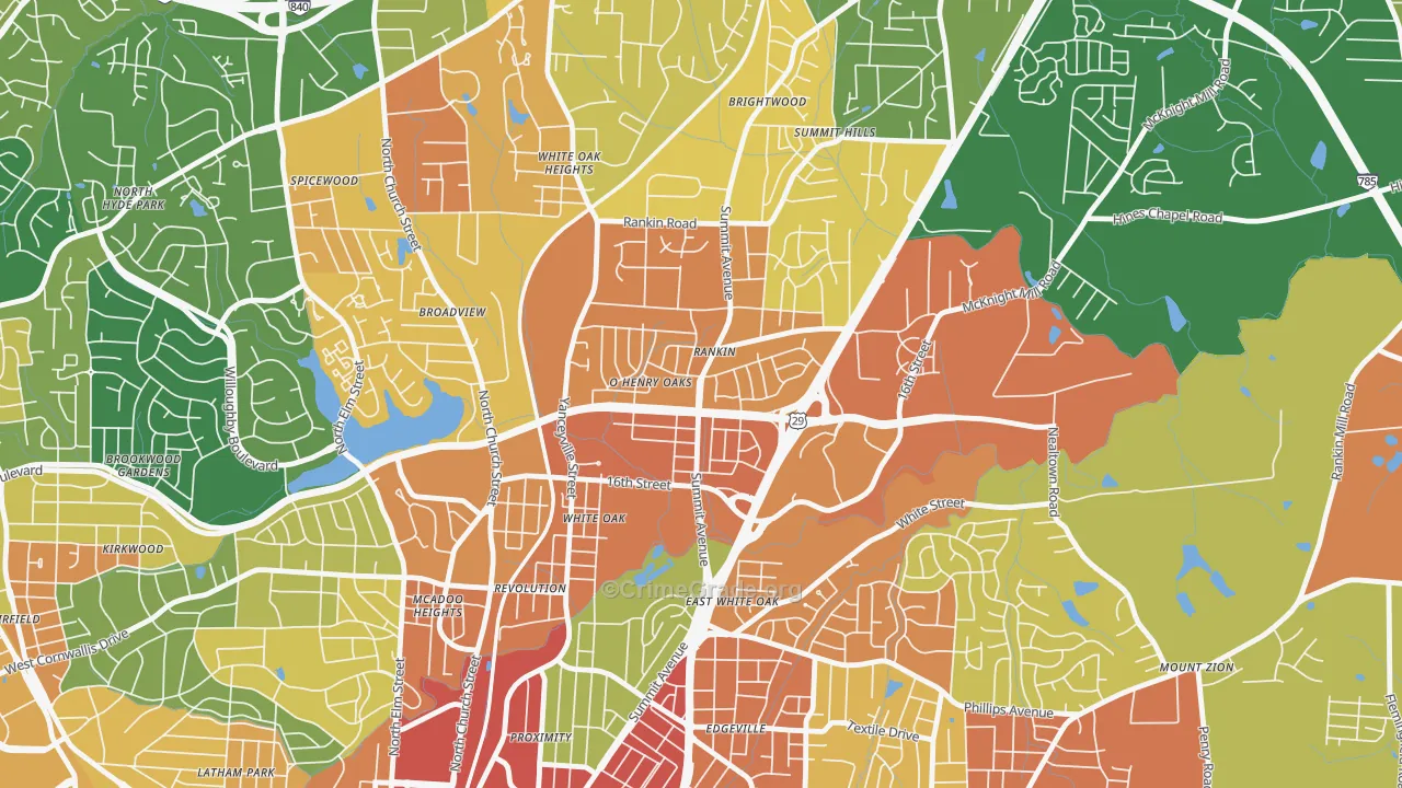 O Henry Oaks, Greensboro, NC Map of Vandalism Rates