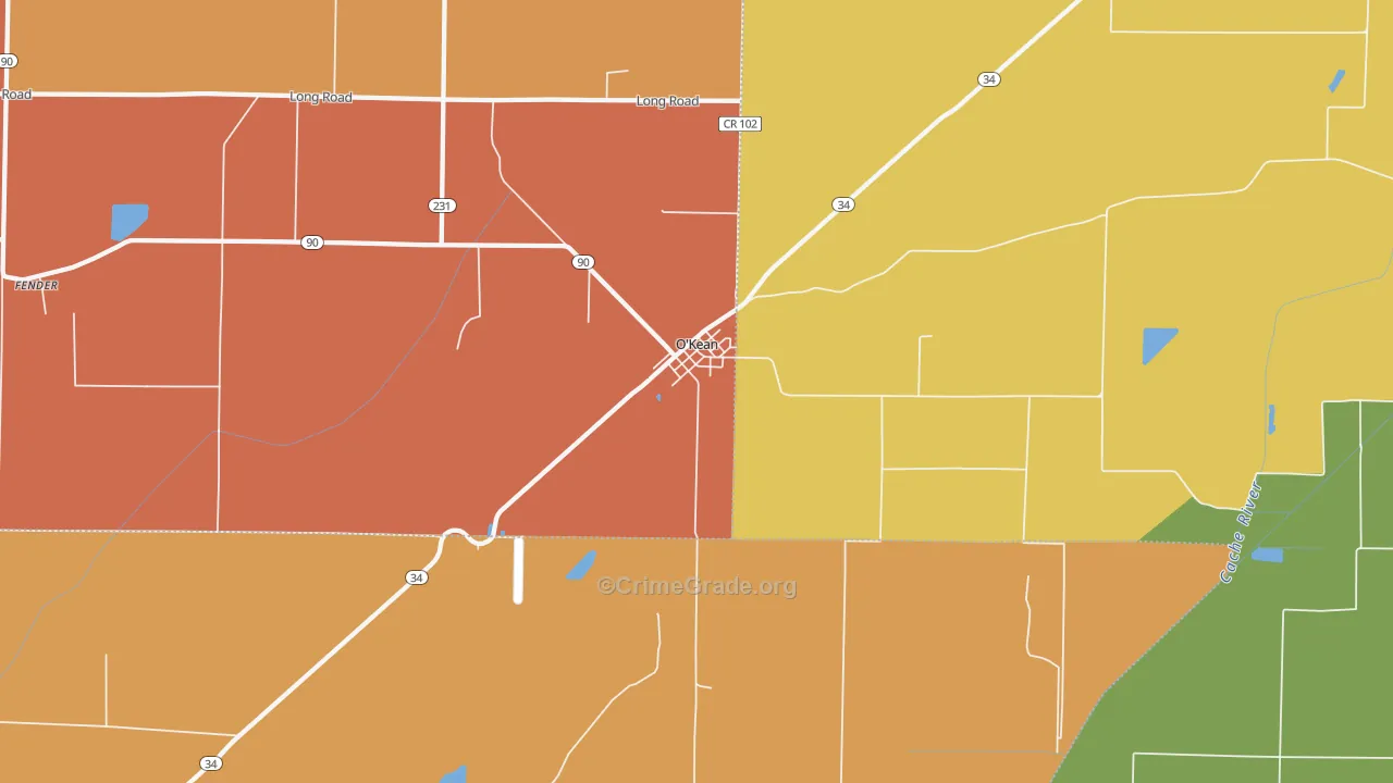 O'Kean, AR Map of Vandalism Rates