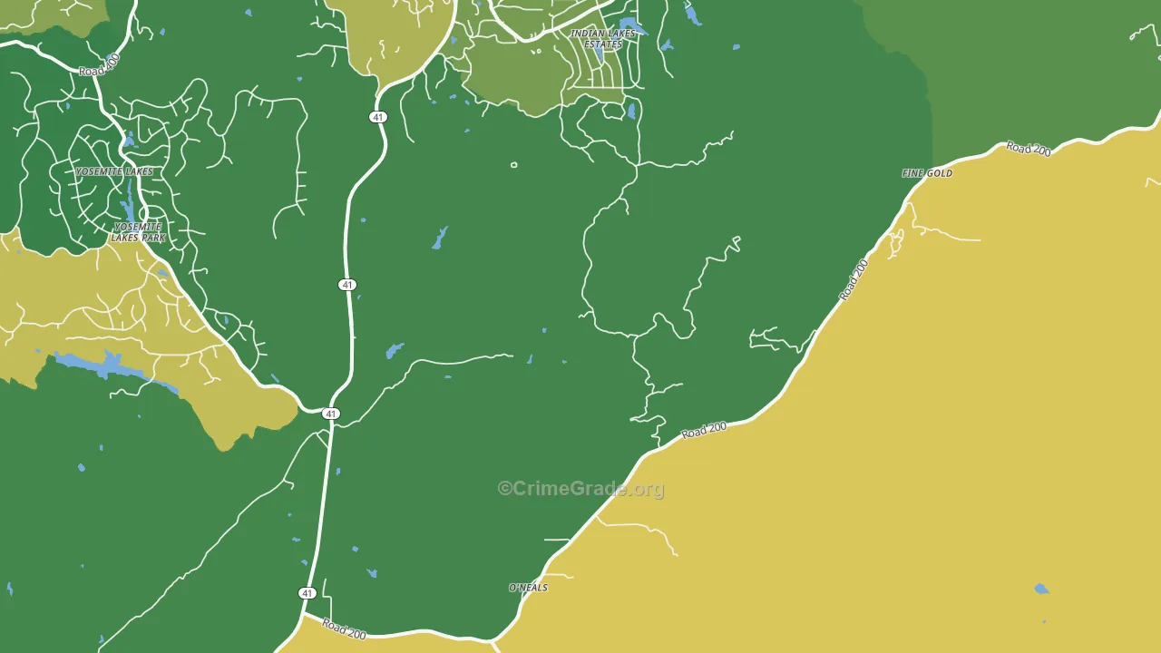 O'Neals, CA Map of Vandalism Rates