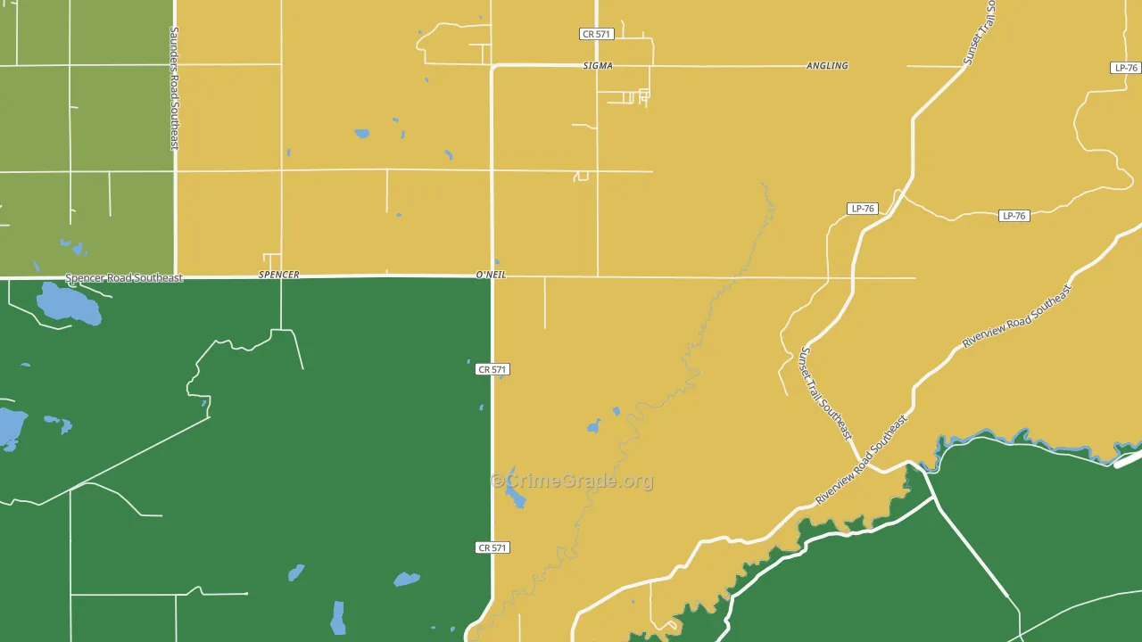 O'neil, MI Map of Vandalism Rates