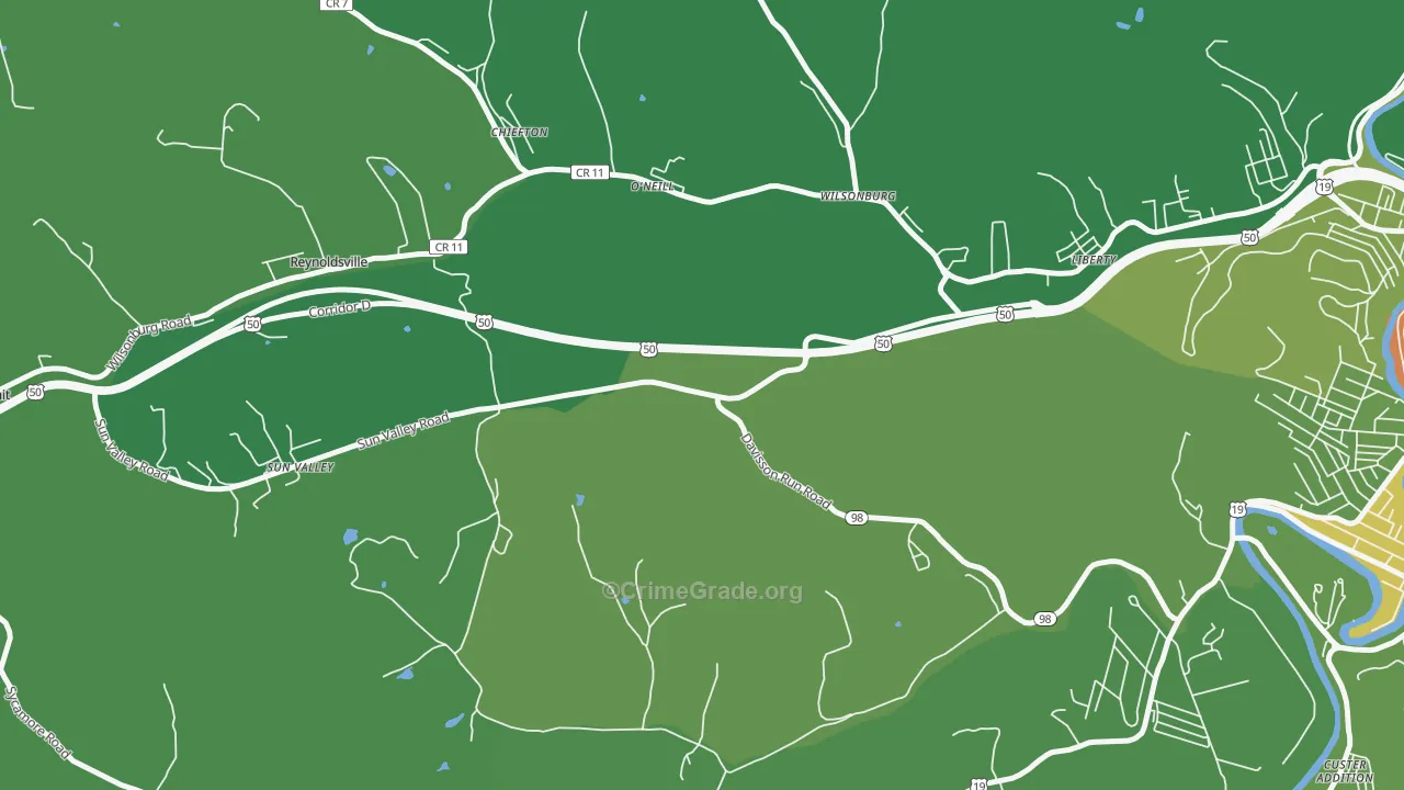 O'neil, WV Map of Vandalism Rates