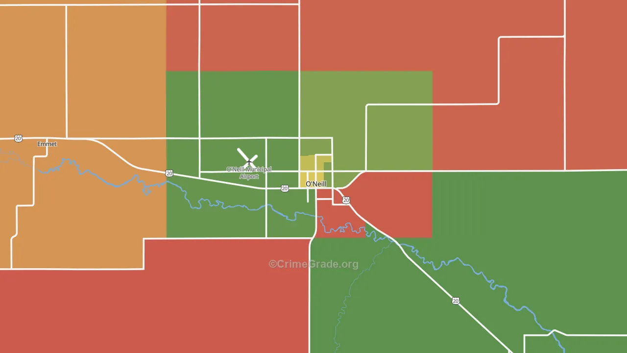 O'Neill, NE Map of Vandalism Rates