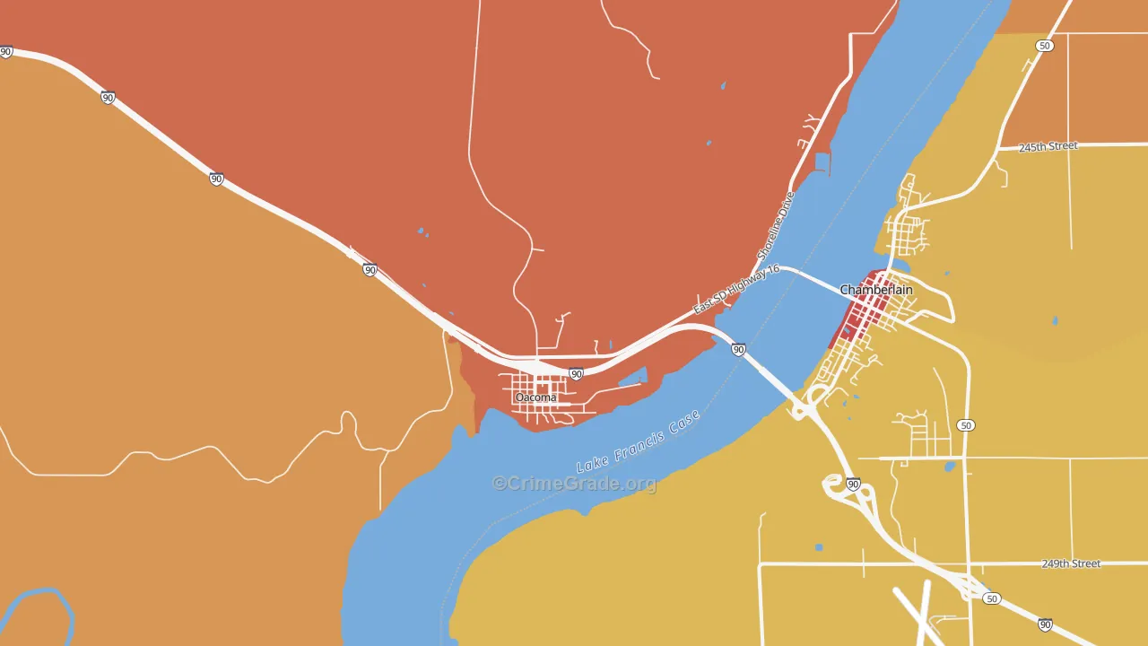 Oacoma, SD Map of Vandalism Rates