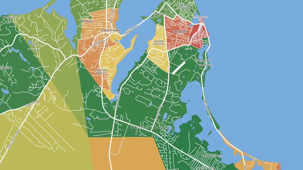 Oak Bluffs, MA Map of Vandalism Rates