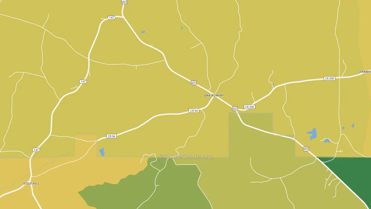 Oak Bowery, AL Map of Vandalism Rates