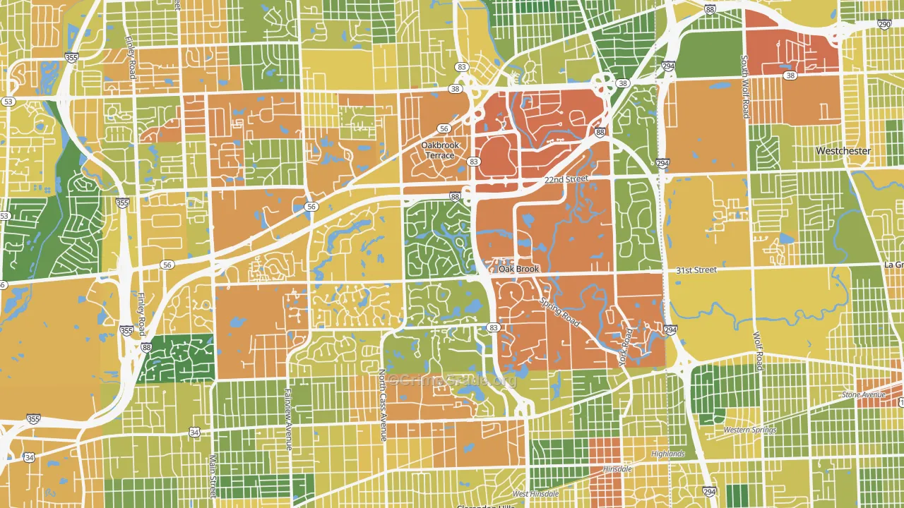 Oak Brook, IL Map of Vandalism Rates