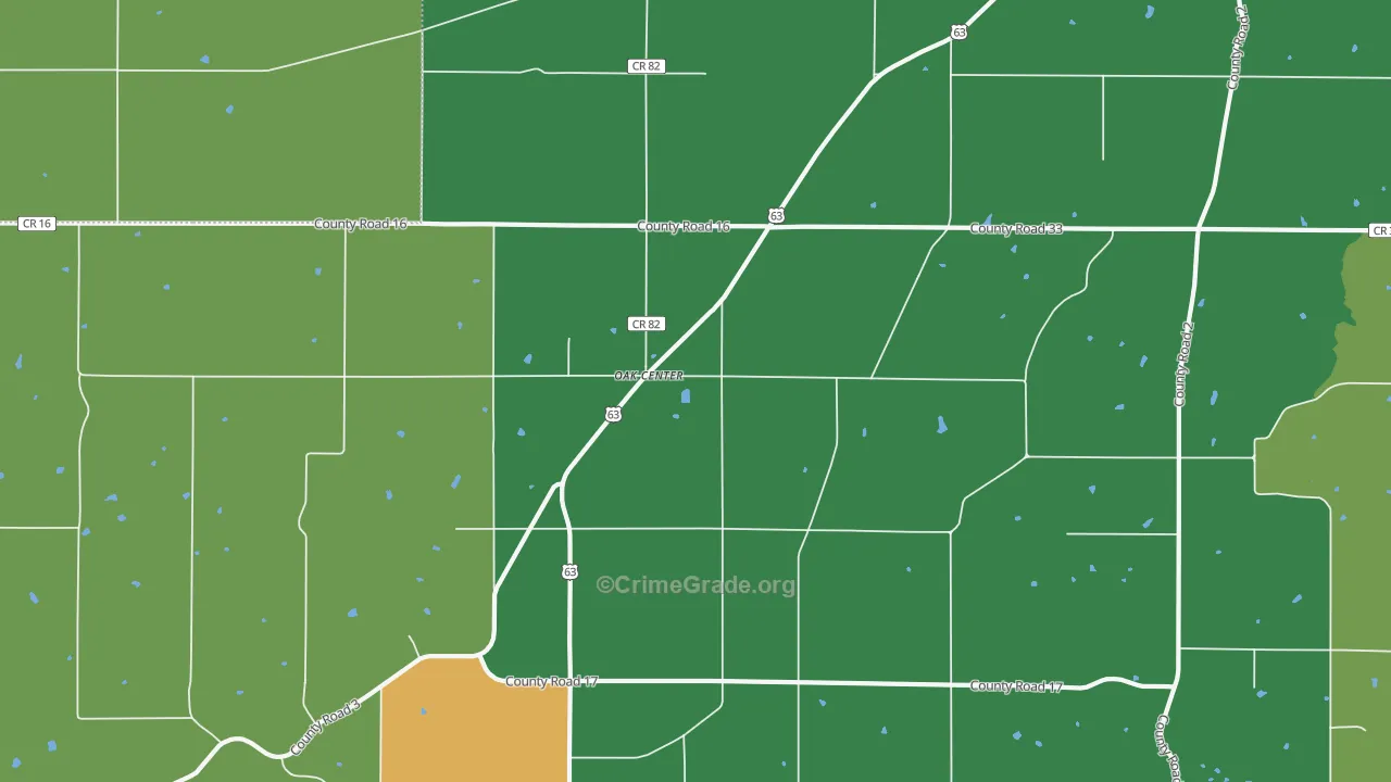 Oak Center, MN Map of Vandalism Rates