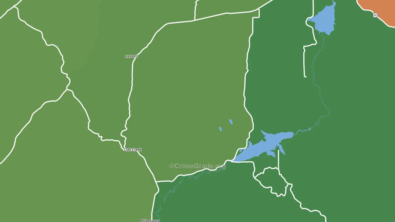 Oak Creek, CO Map of Vandalism Rates