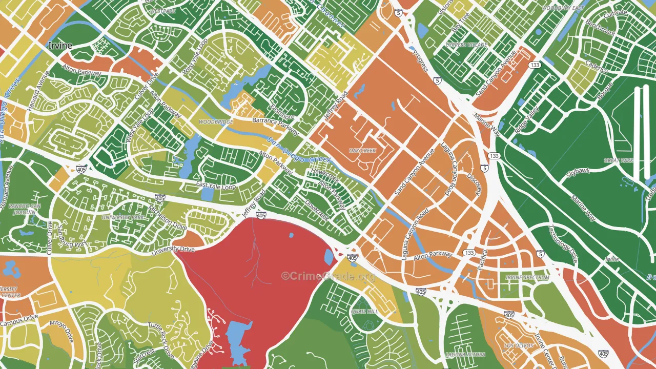 Oak Creek, Irvine, CA Map of Vandalism Rates