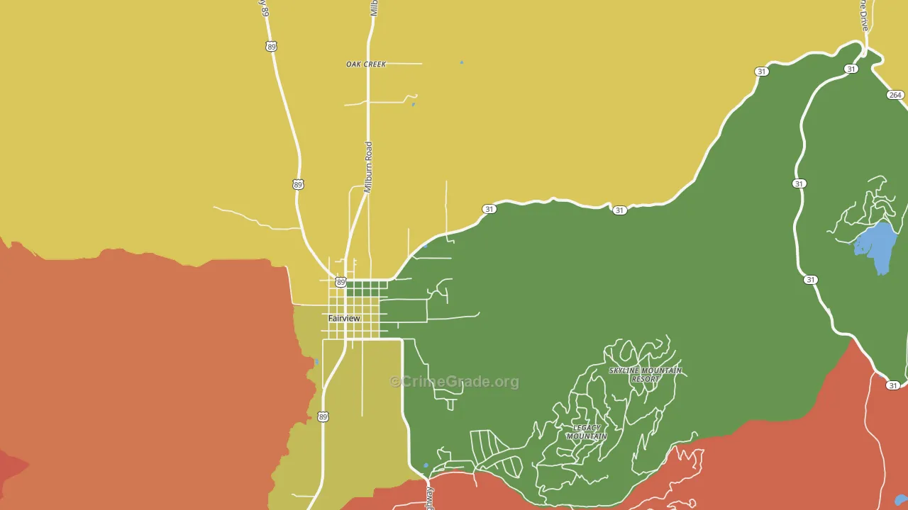 Oak Creek, UT Map of Vandalism Rates