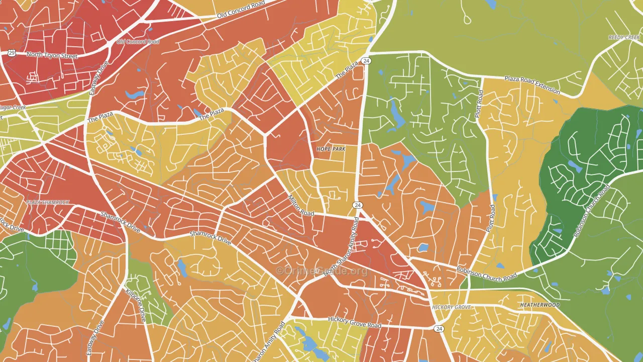 Oak Forest, Charlotte, NC Map of Vandalism Rates