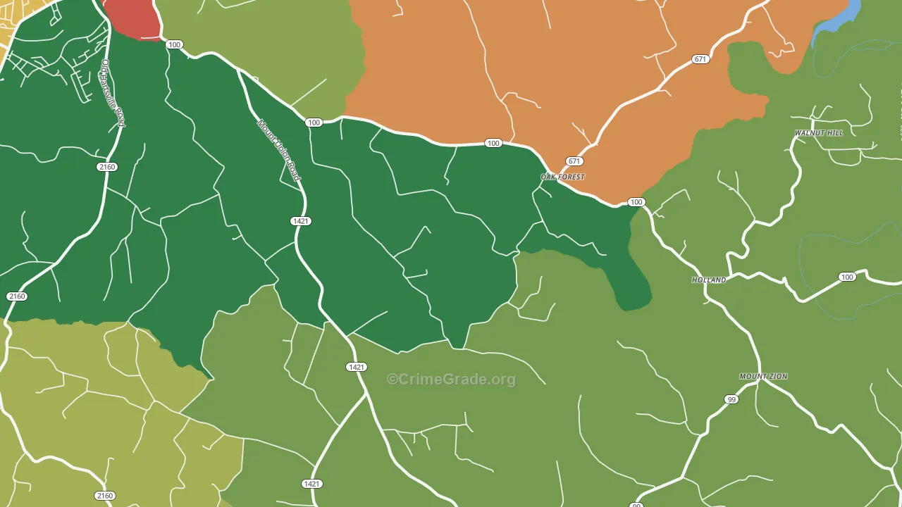 Oak Forest, KY Map of Vandalism Rates