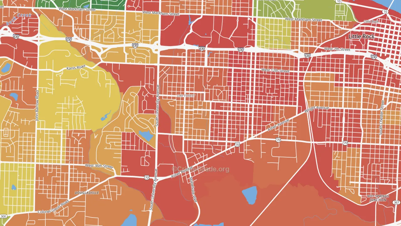Oak Forest, Little Rock, AR Map of Vandalism Rates