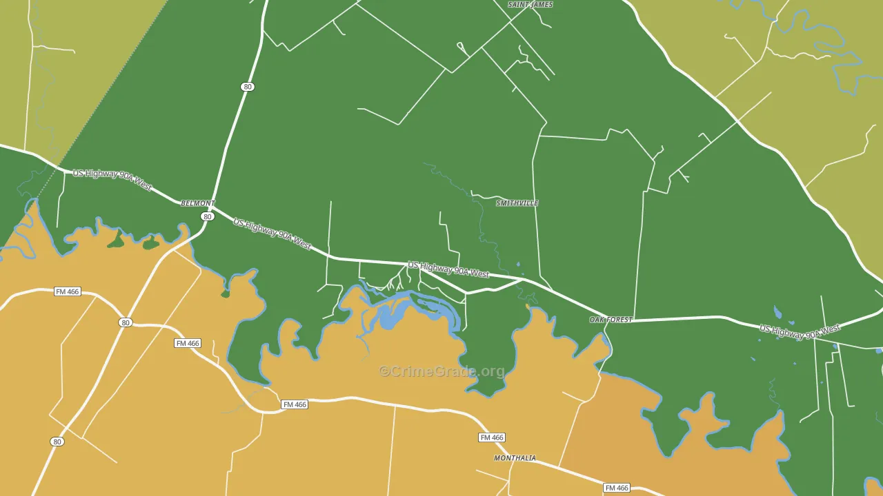 Oak Forest, TX Map of Vandalism Rates