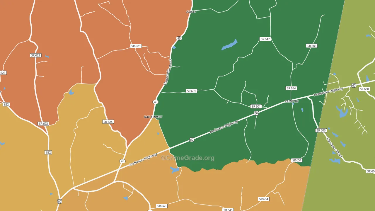 Oak Forest, VA Map of Vandalism Rates