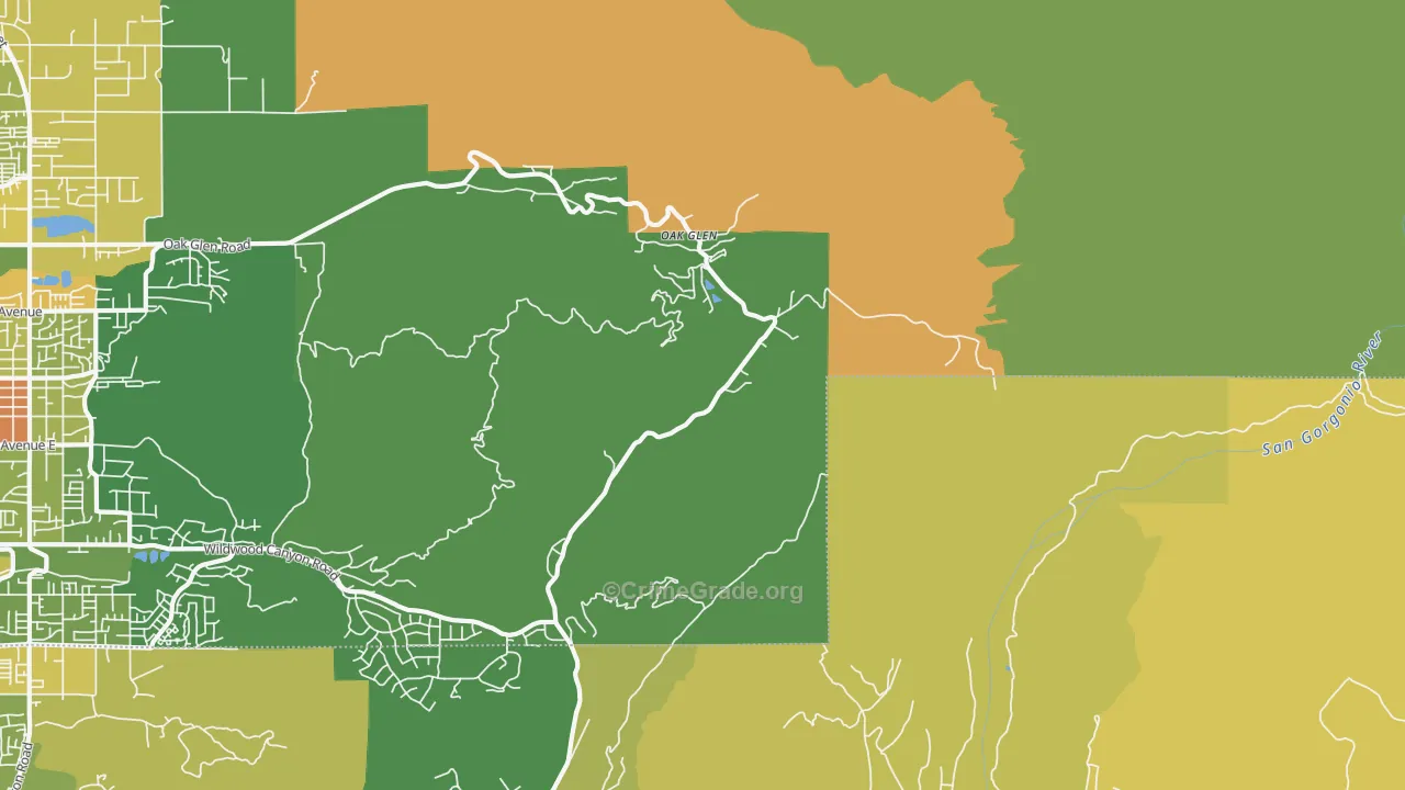 Oak Glen, CA Map of Vandalism Rates