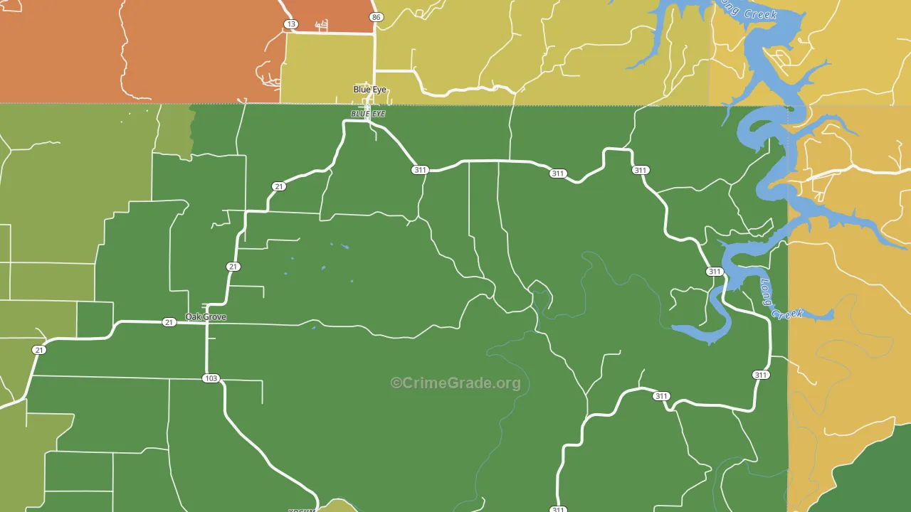 Oak Grove, AR Map of Vandalism Rates