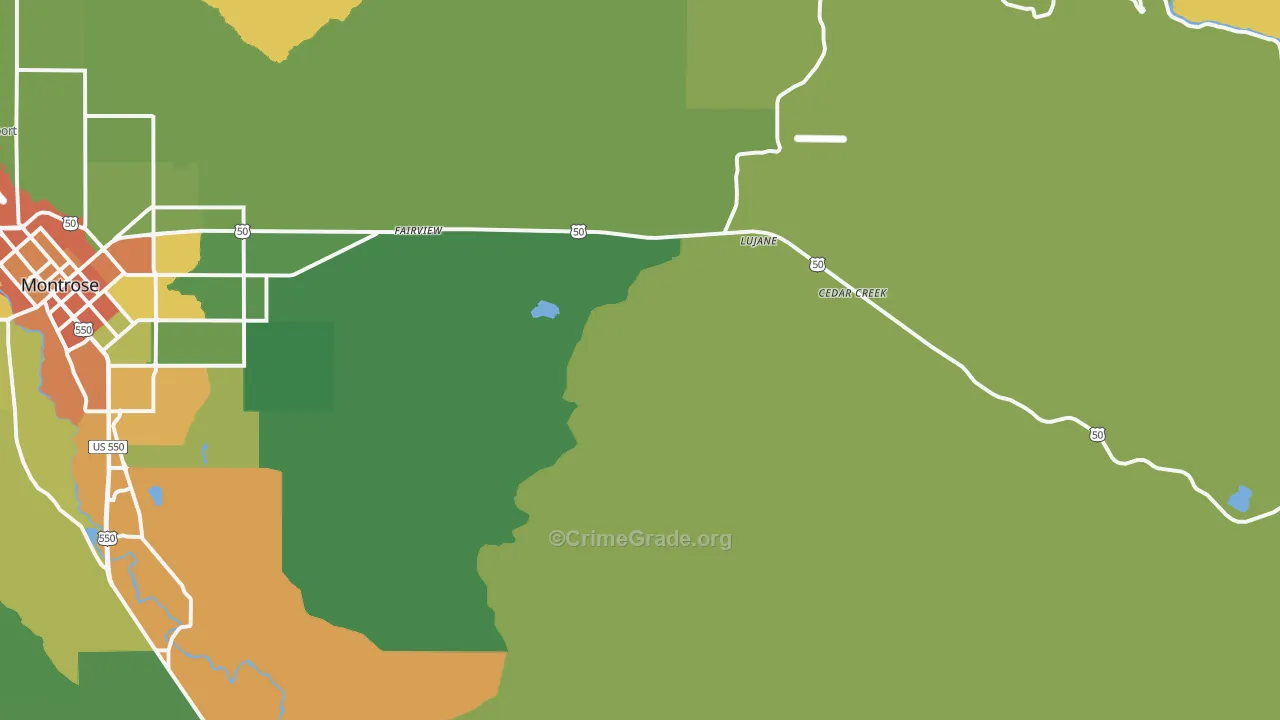 Oak Grove, CO Map of Vandalism Rates