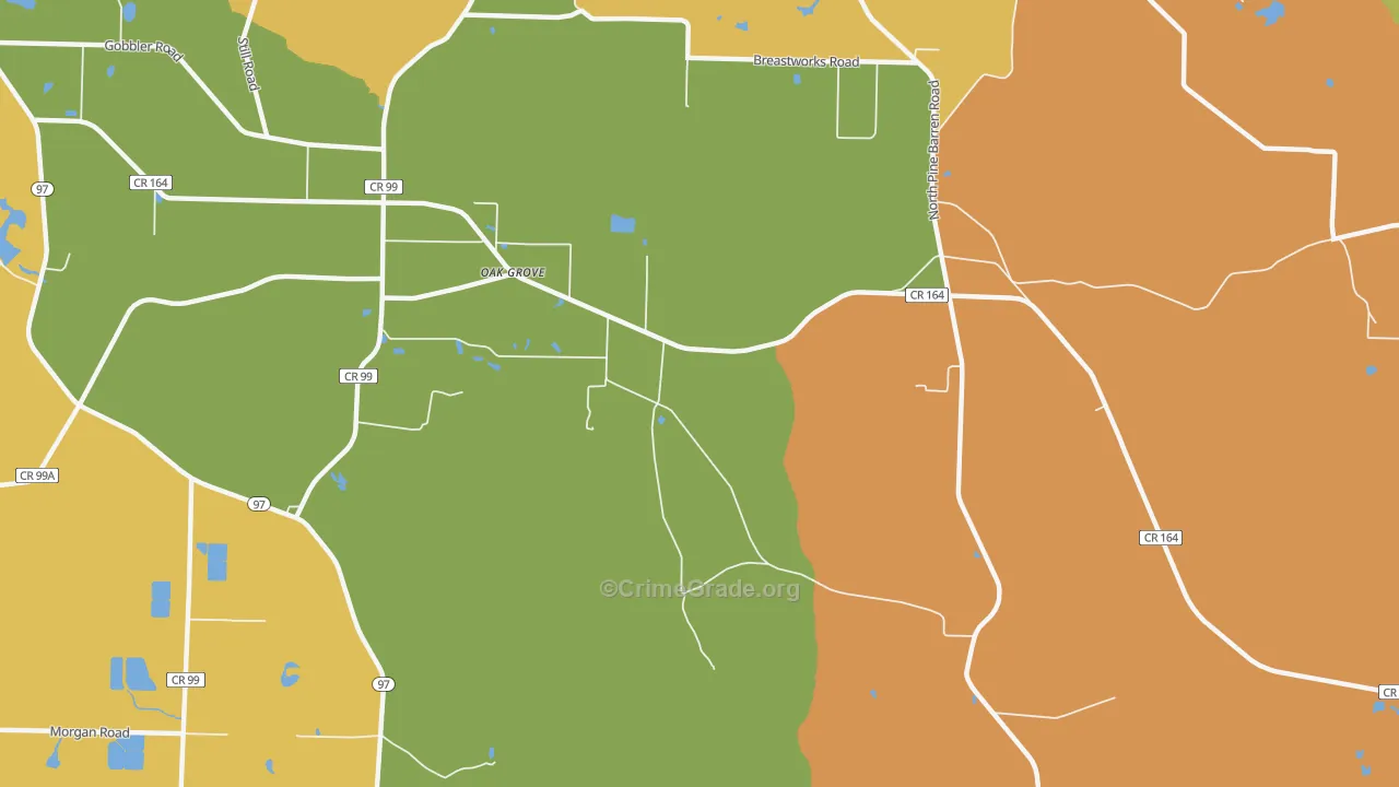 Oak Grove, FL Map of Vandalism Rates