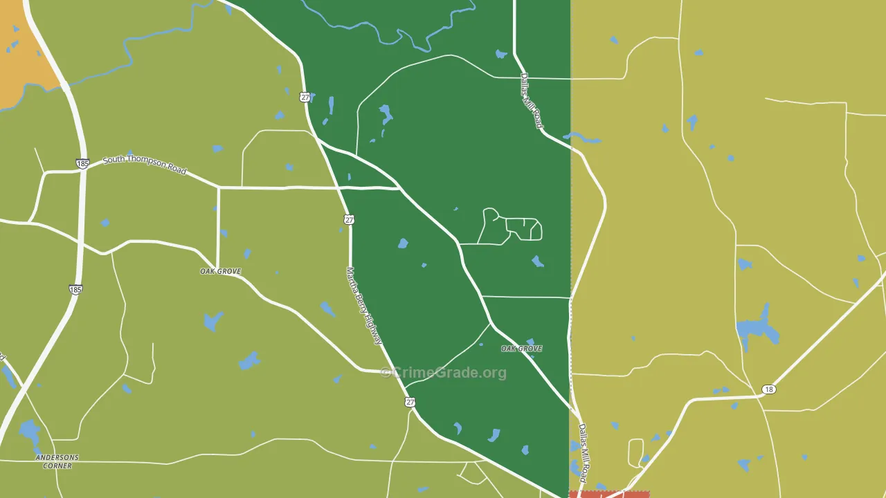 Oak Grove, GA Map of Vandalism Rates