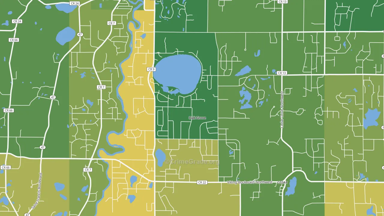 Oak Grove, MN Map of Vandalism Rates