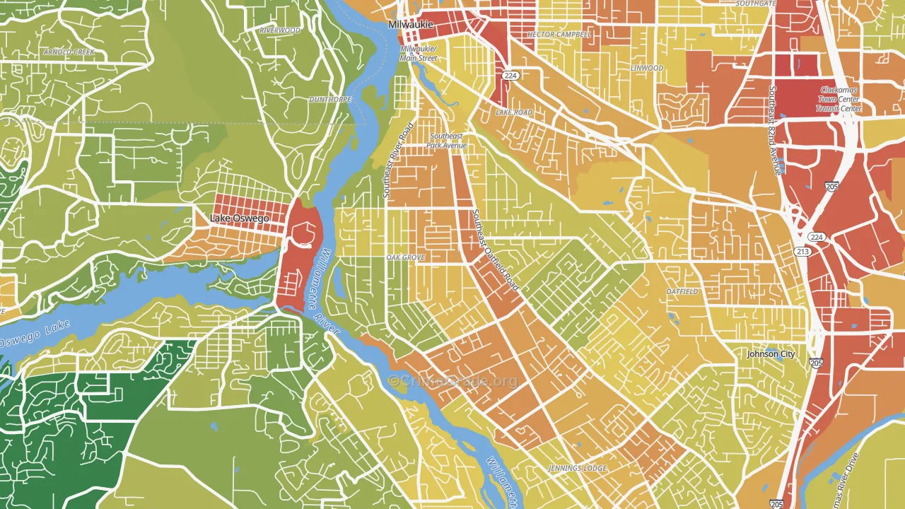 Oak Grove, OR Map of Vandalism Rates