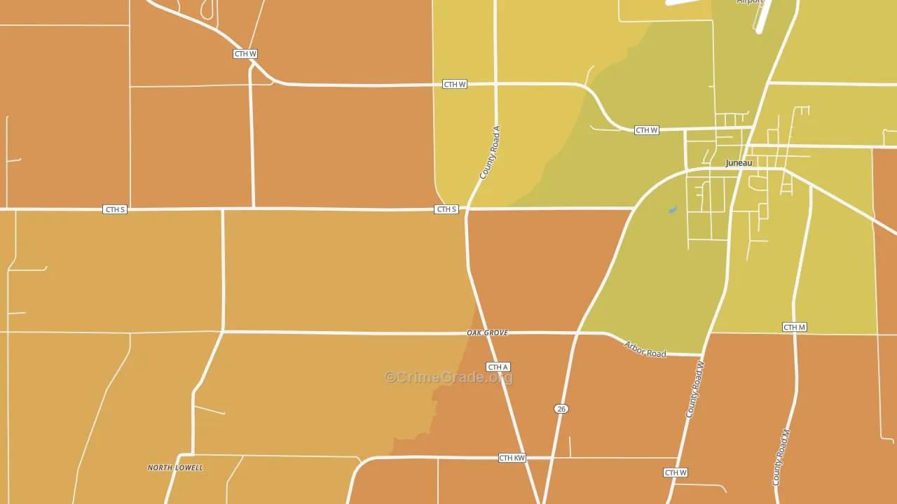 Oak Grove, WI Map of Vandalism Rates