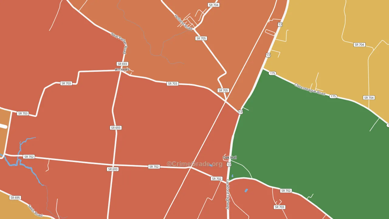 Oak Hall, VA Map of Vandalism Rates