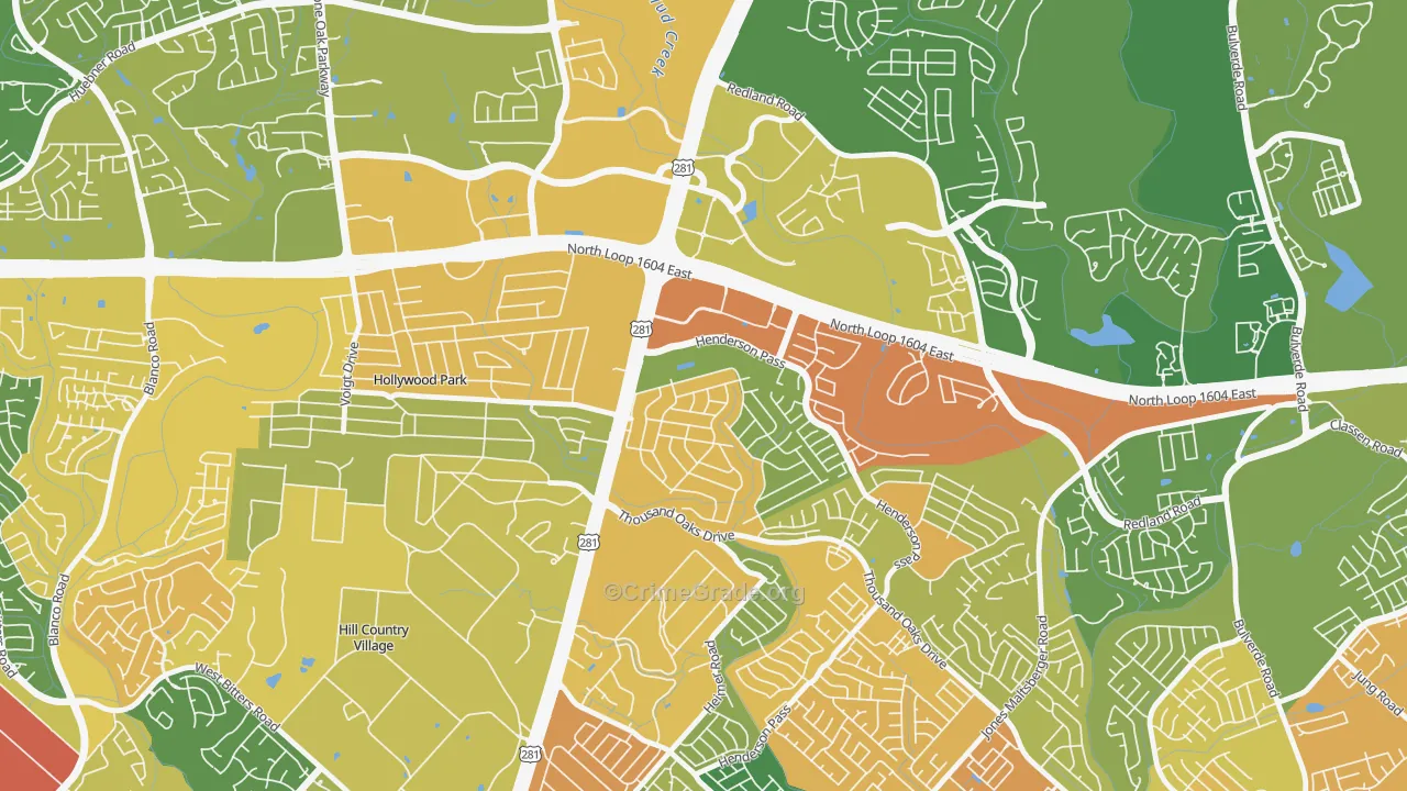 Oak Haven Heights, San Antonio, TX Map of Vandalism Rates