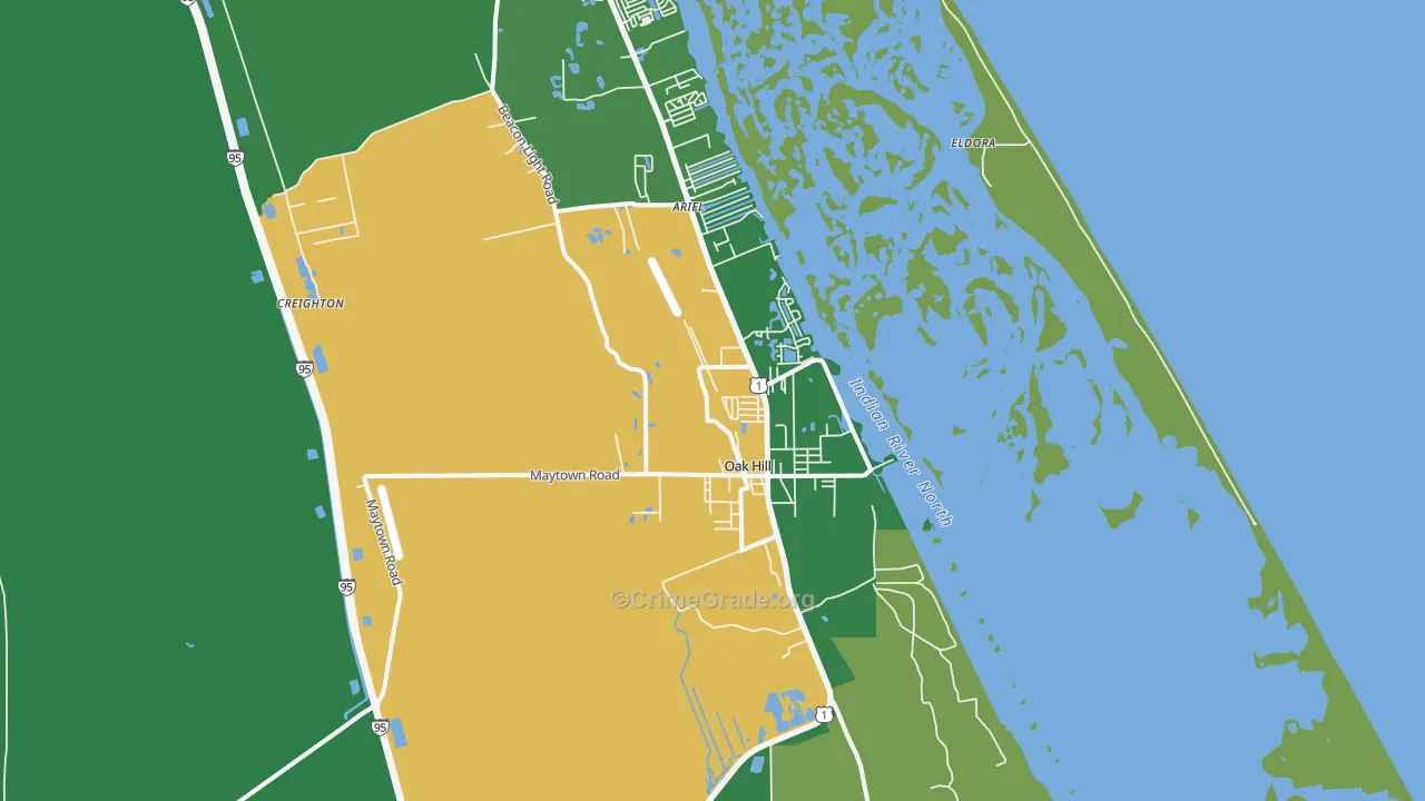 Oak Hill, FL Map of Vandalism Rates