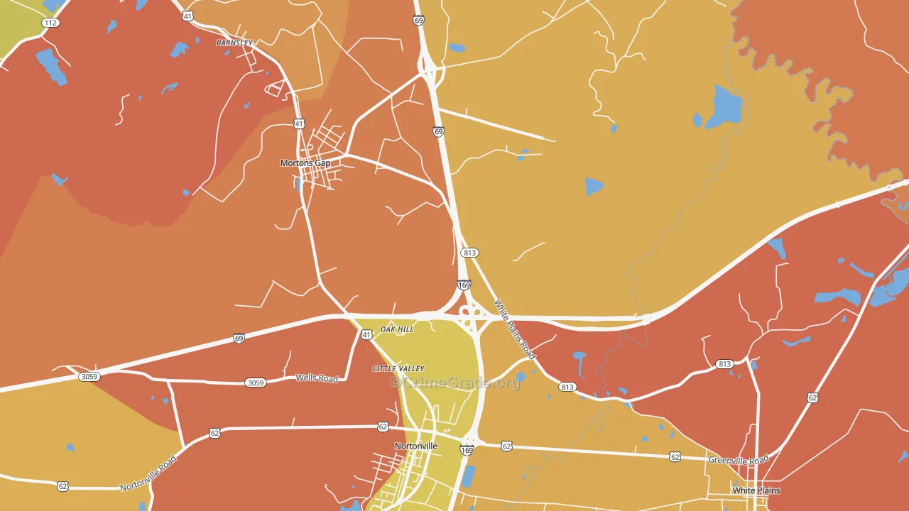 Oak Hill, KY Map of Vandalism Rates