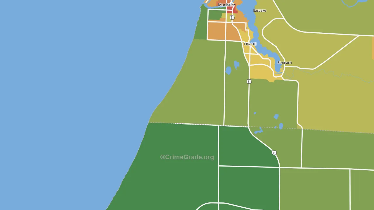 Oak Hill, MI Map of Vandalism Rates