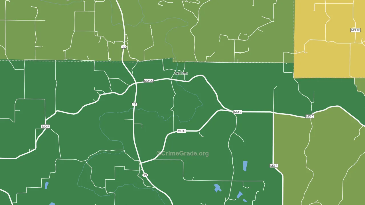 Oak Hill, MO Map of Vandalism Rates