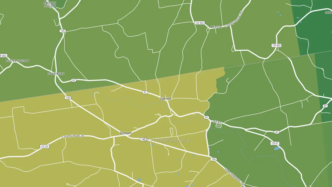 Oak Hill, NY Map of Vandalism Rates
