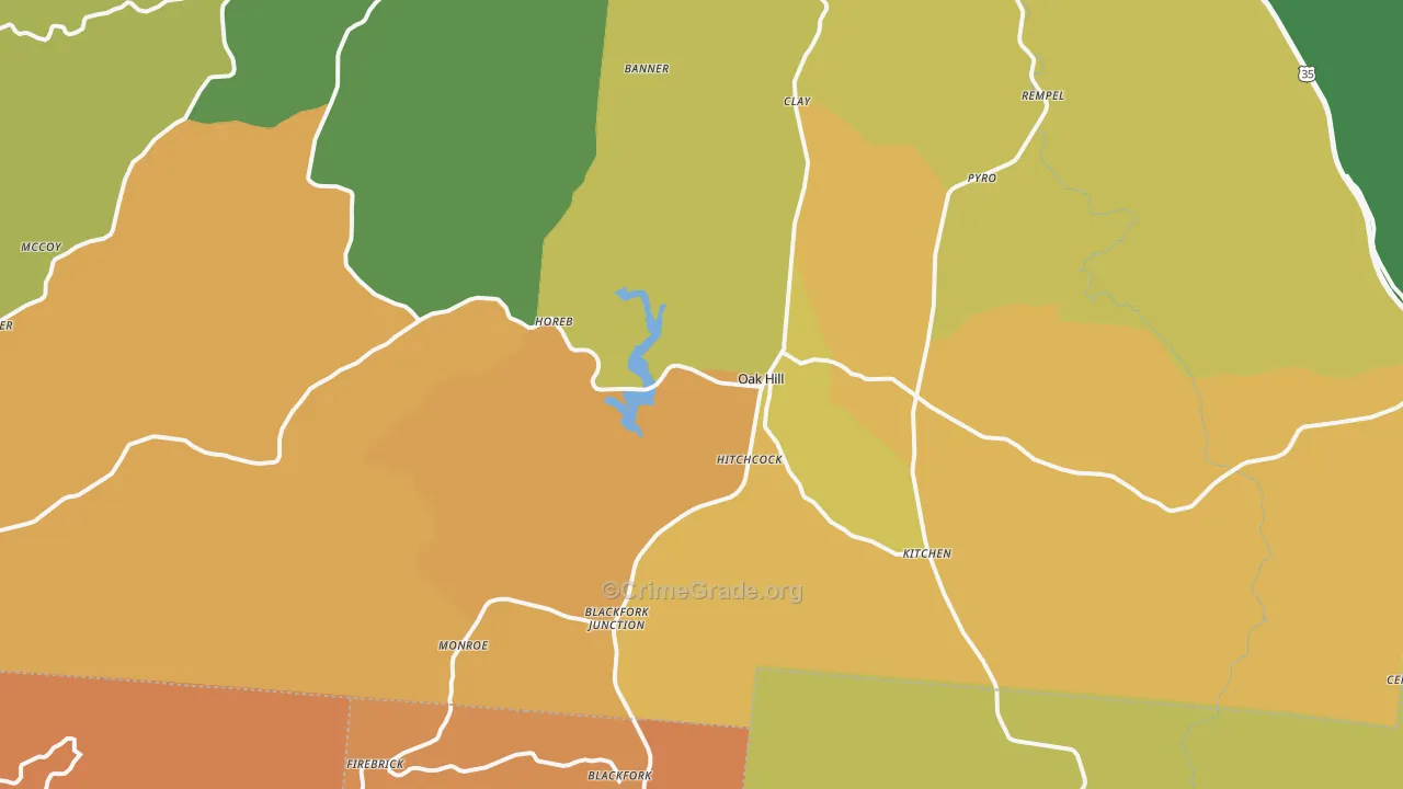 Oak Hill, OH Map of Vandalism Rates