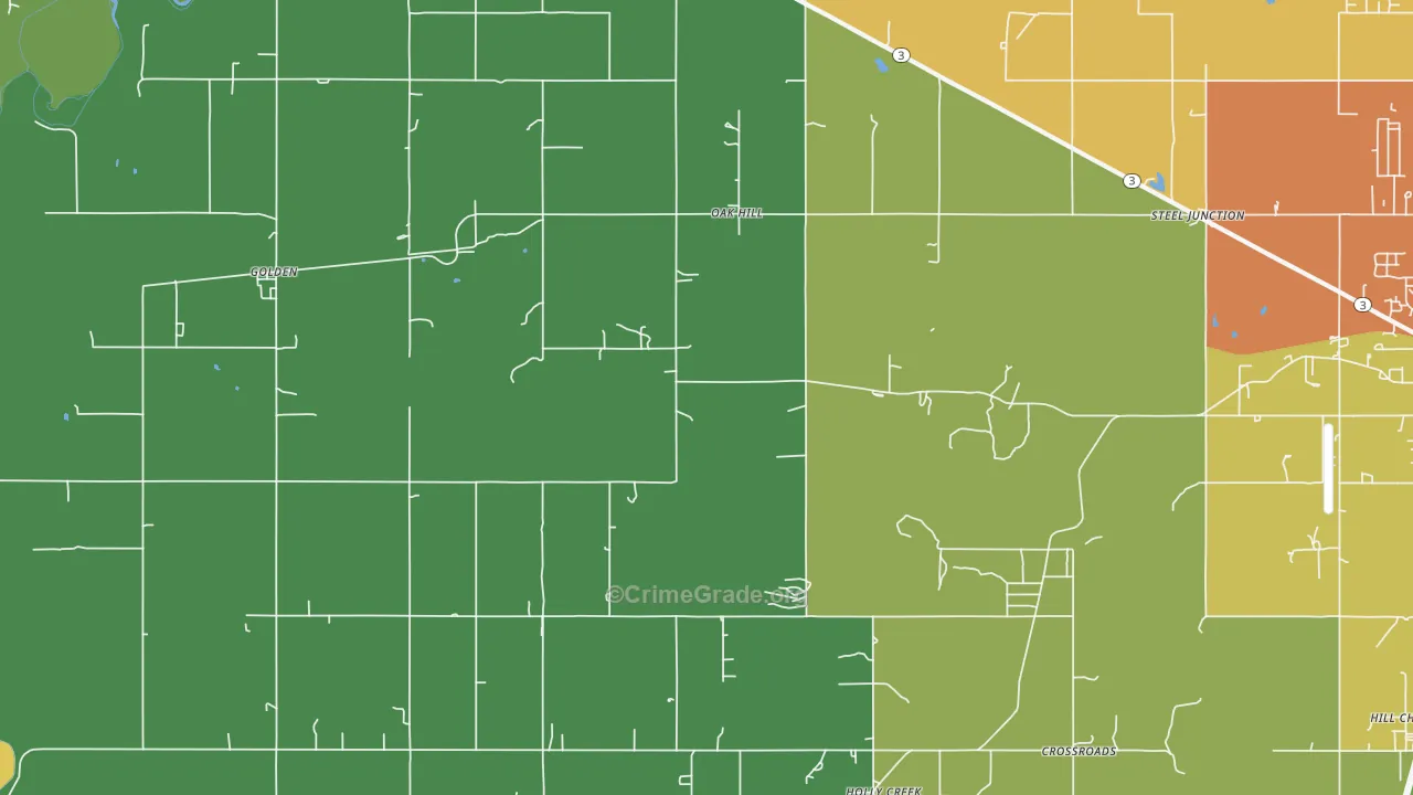 Oak Hill, OK Map of Vandalism Rates