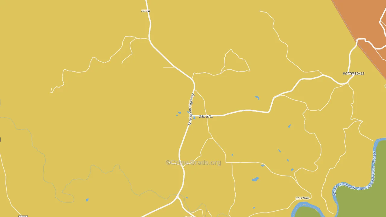 Oak Hill, PA Map of Vandalism Rates