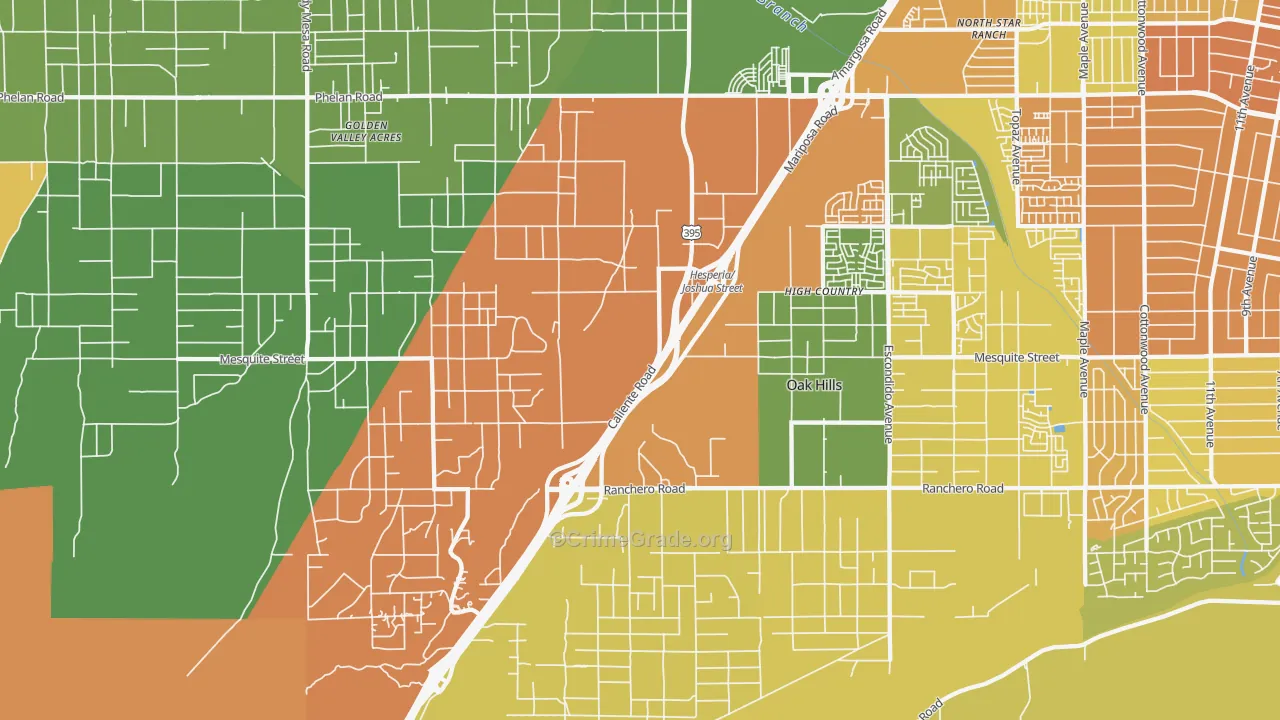 Oak Hills, CA Map of Vandalism Rates