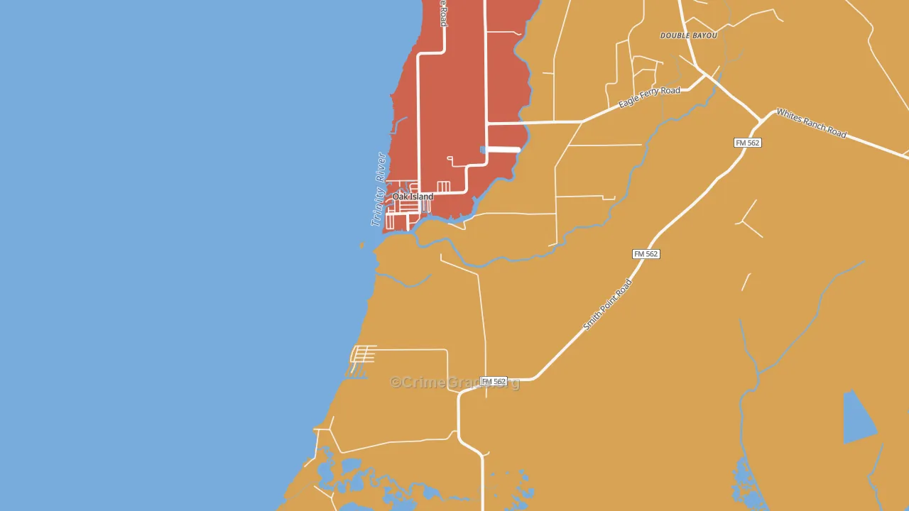 Oak Island, TX Map of Vandalism Rates