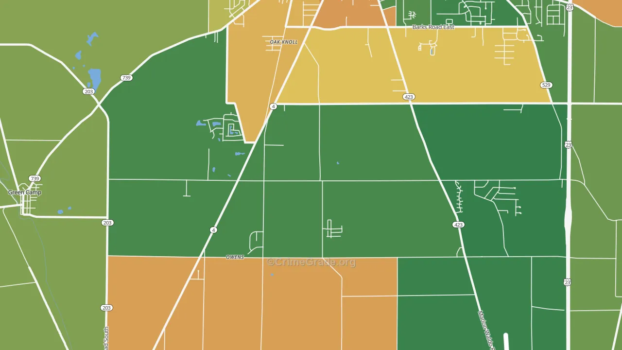 Oak Knoll, OH Map of Vandalism Rates