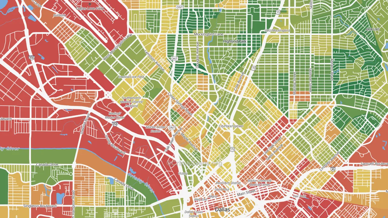 Oak Lawn, Dallas, TX Map of Vandalism Rates