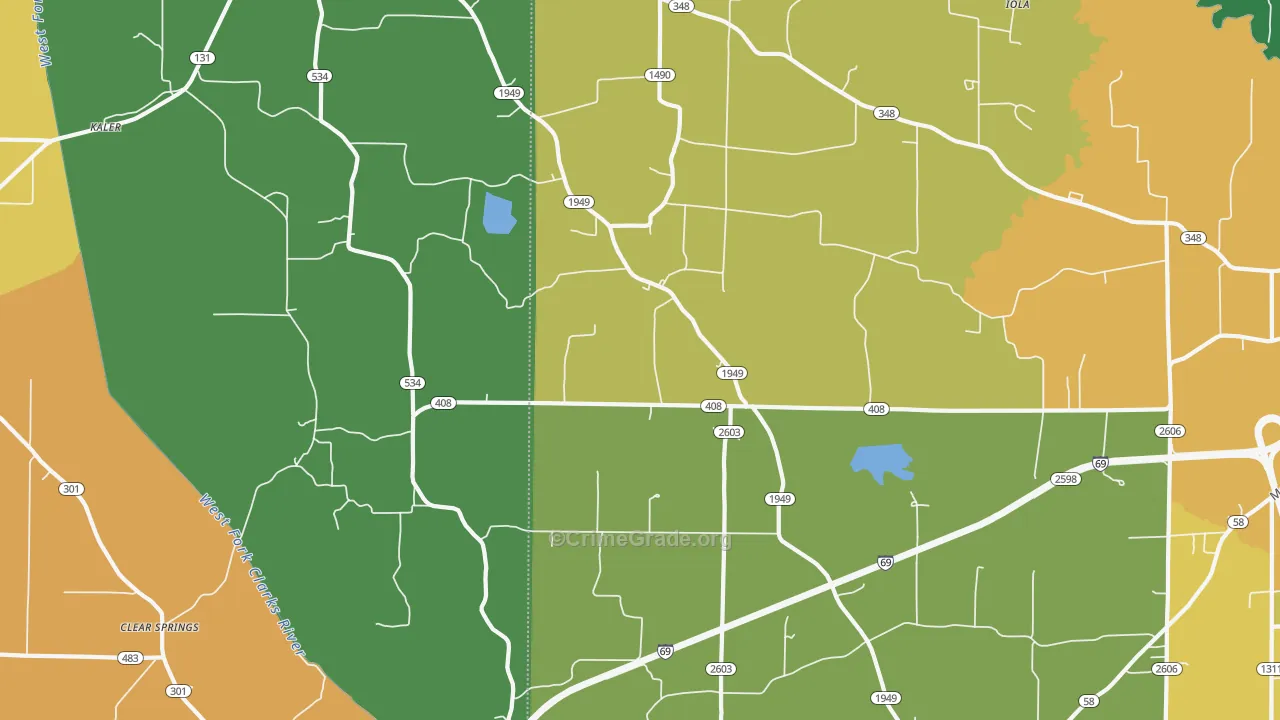 Oak Level, KY Map of Vandalism Rates